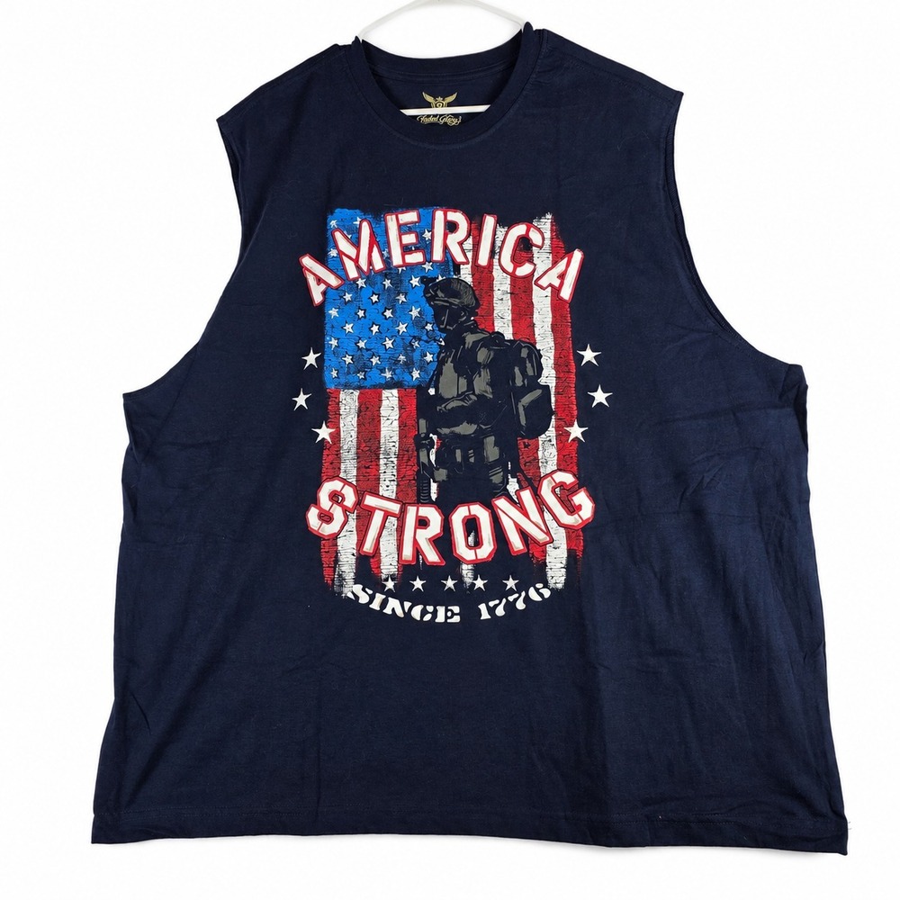 Faded Glory Men's 2XL Navy America Strong Soldier Flag Sleeveless Tank Top